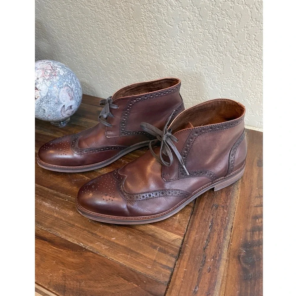 Blake McKay M‑Reid‎ Brown Leather Wingtip Chukka Boots Size 9.5 Lace‑Up